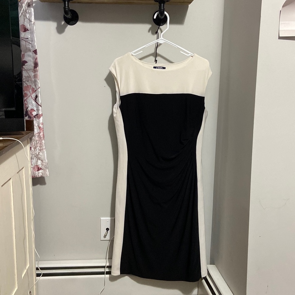 Cream and black dress